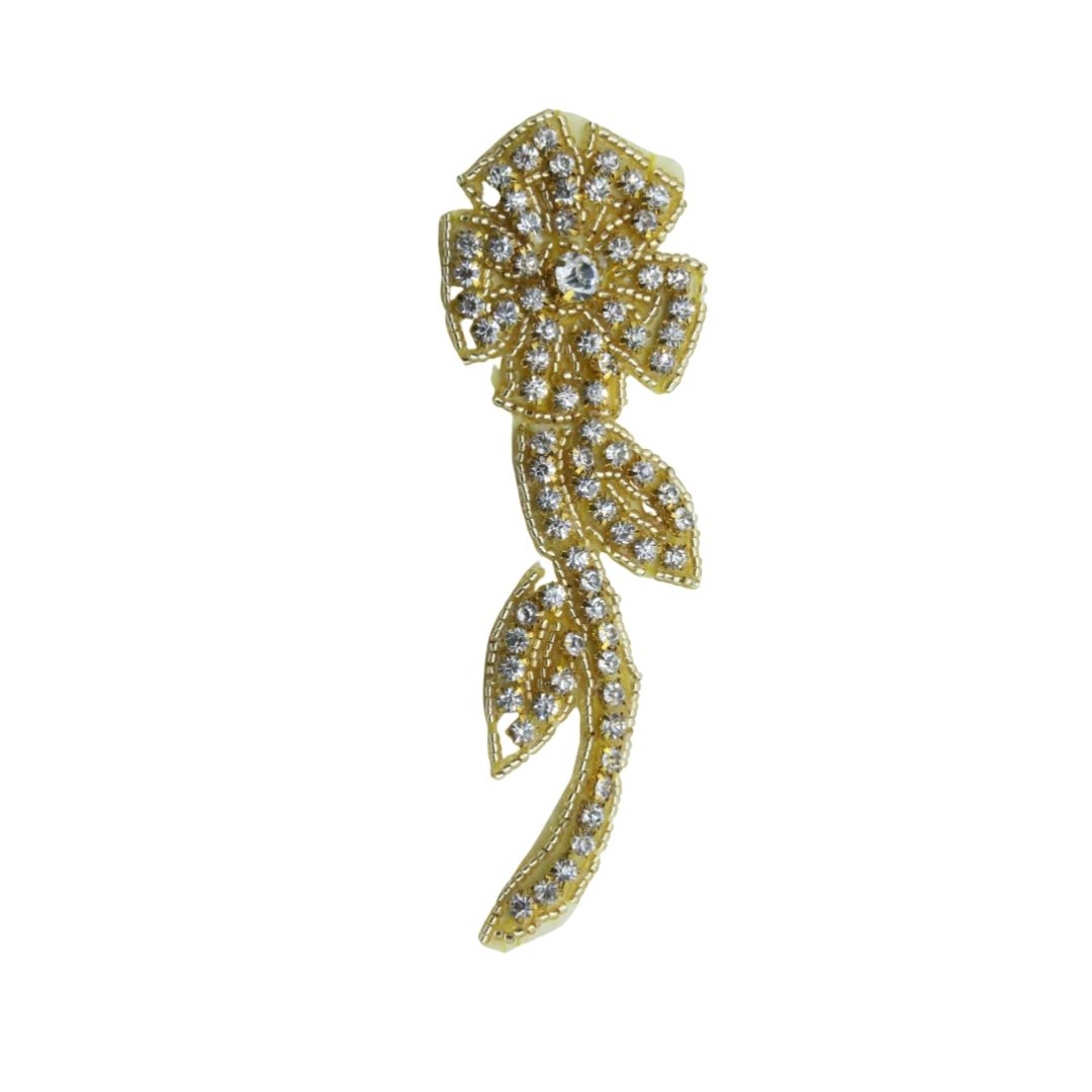 Crystal Motif Braid Floral – 13 x 4cm – Gold / Crystal – Bead, Trimming ...