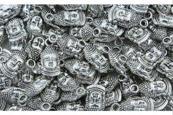 Budha - 15 x 6mm - Antique Silver