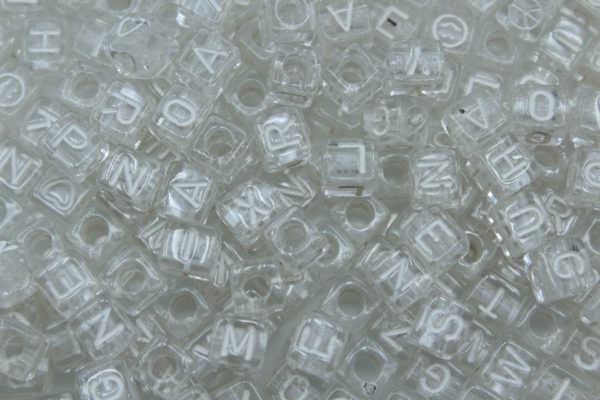 Alphabet Cube - 6mm - Mix - Clear / White