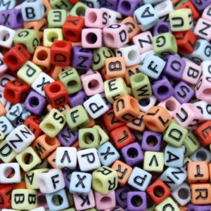 Alphabet Cube - 6mm - Mix - Multi Colour / Black