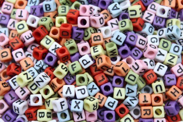 Alphabet Cube - 6mm - Mix - Multi Colour / Black