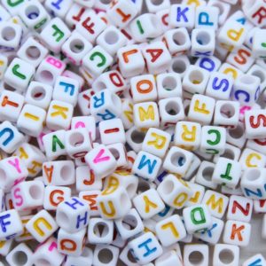 Alphabet Cube - 6mm - Mix - White / Multi Colour