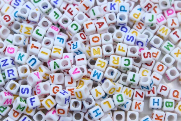 Alphabet Cube - 6mm - Mix - White / Multi Colour