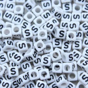 Alphabet Cube - 6mm - S - White / Black