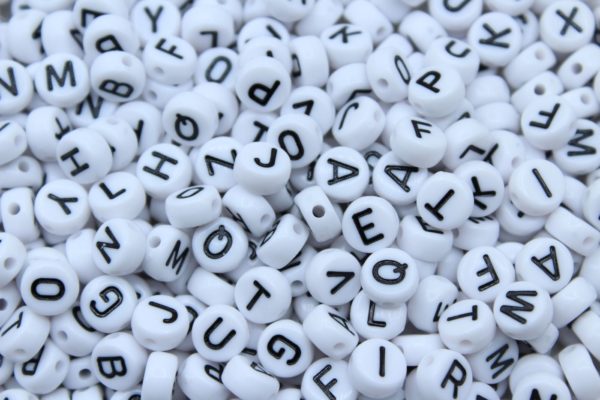 Alphabet Coin - 7mm - White / Black Mix