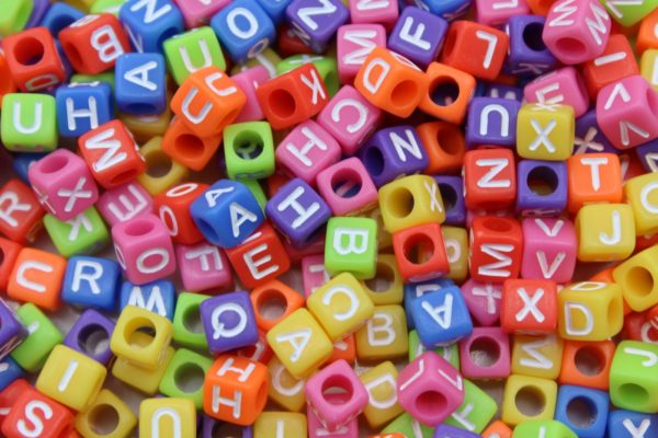 Alphabet Cube - 6mm - Mix - Multi Colour / White