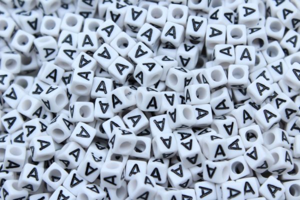 Alphabet Cube - 6mm - A - White / Black