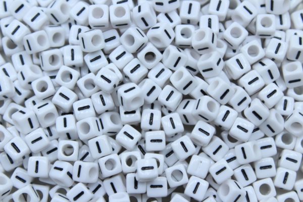 Alphabet Cube - 6mm - I - White / Black