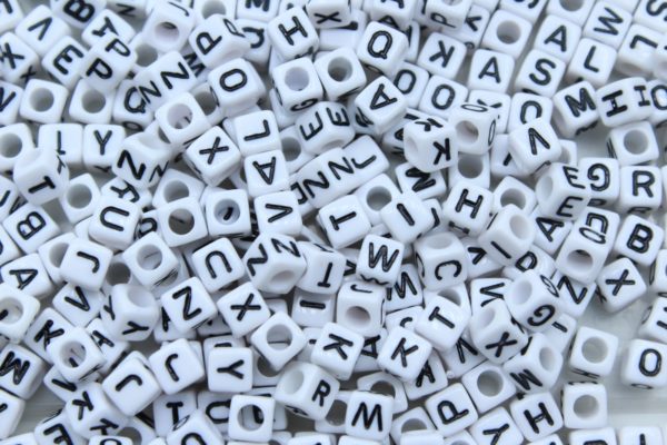 Alphabet Cube - 6mm - Mix - White / Black