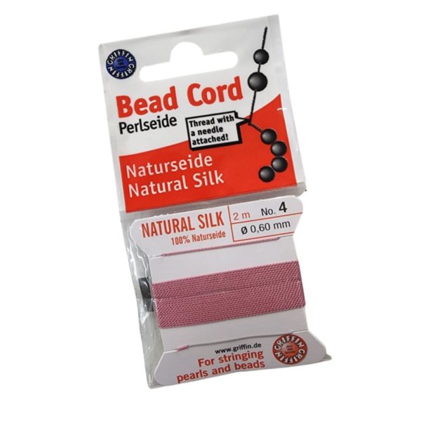 Natural Silk Bead Cord - 0.6mm - Dark Pink