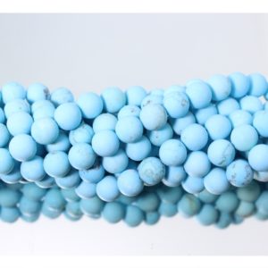 Howlite - Round - 8mm - Matte Blue - 39cm Strand