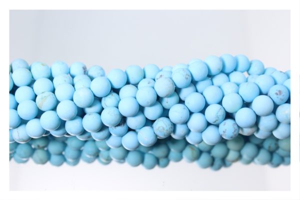 Howlite - Round - 8mm - Matte Blue - 39cm Strand