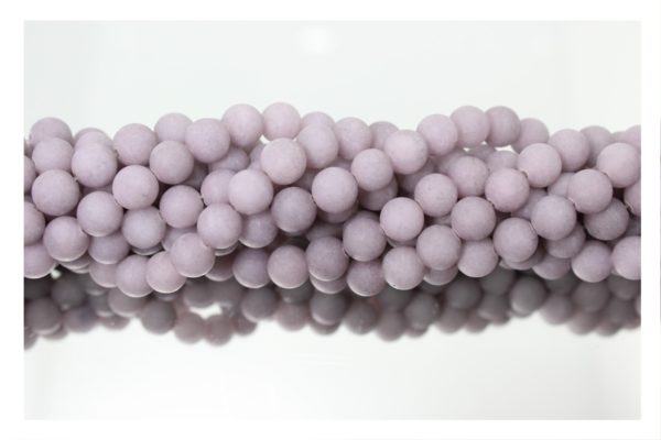 Jade - 8mm Round - Matte Grey - 39cm Strand