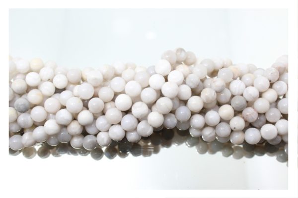 White Crazy Agate - 8mm Round - 40cm Strand