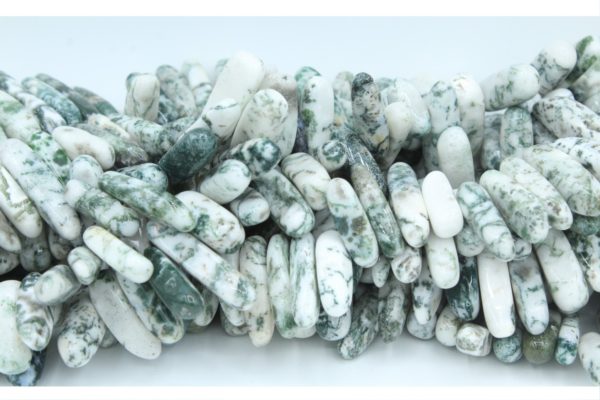 Moss Agate - 10-20mm Smooth Icicle - 38cm Strand