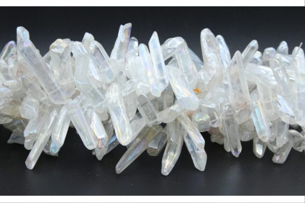 Crystal Icicle - 15-30mm - Electroplated AB - 38cm Strand