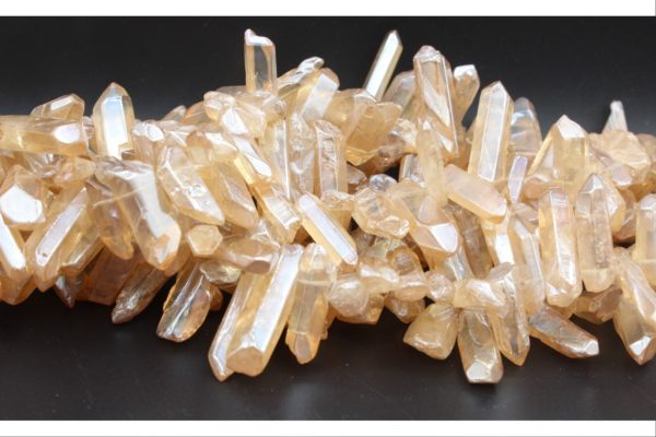 Crystal Icicle - 20-30mm - Electroplated Peach - 39cm Strand