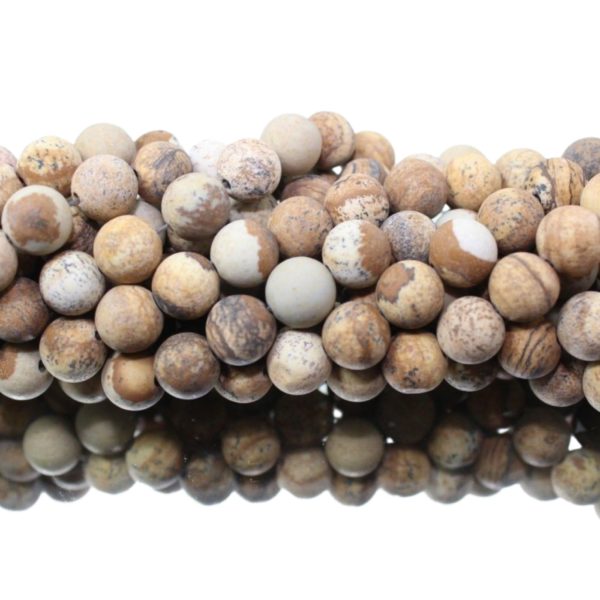 Picture Jasper Matte- 10mm Round - 39cm Strand