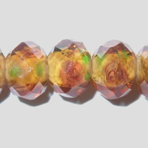 Rondelle - Floral Faceted - 12mm - Topaz - 16cm Strand