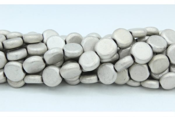 Hematite - 10mm Coin Shape - Platinum - 40cm Strand