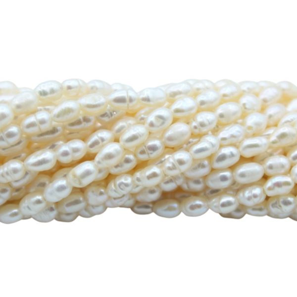 Freshwater Pearl - Rice - 5 x 3mm - 34cm Strand