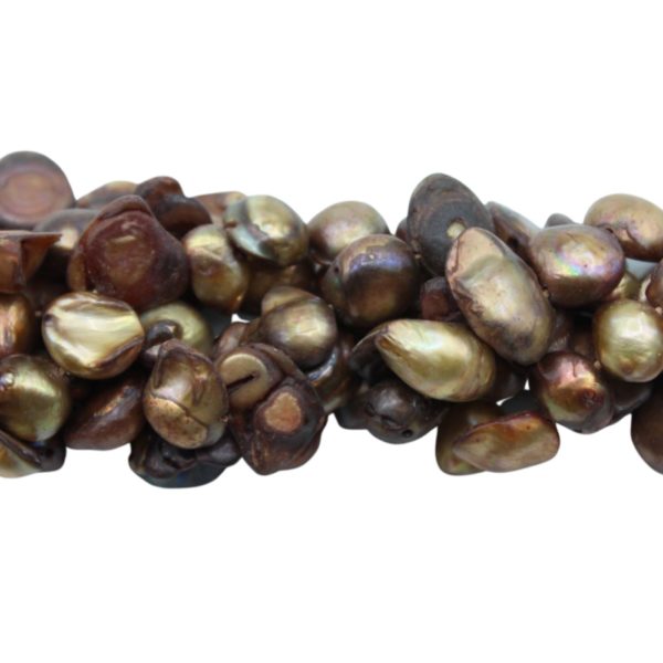 Freshwater Pearl - Dime - 8 - 14mm - 37cm Strand - Brown