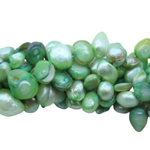 Freshwater Pearl - Dime - 8 - 14mm - 37cm Strand - Lt Green