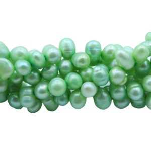 Freshwater Pearl - Potato - 8 - 10mm - 37cm Strand - Lt Green