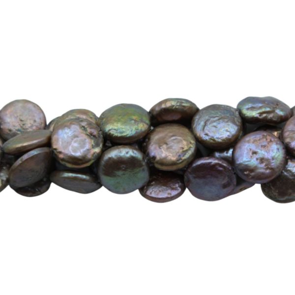 Freshwater Pearl - Coin - 10mm - 40cm Strand - Khaki Luster