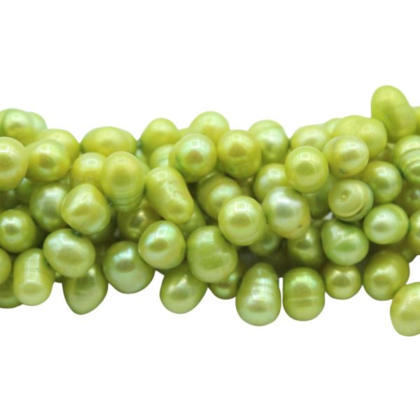 Freshwater Pearl - Potato - 8 - 10mm - 37cm Strand - Green