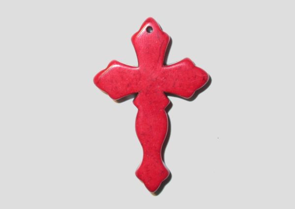 Cross - 44 x 23mm - Dyed Howlite - Red