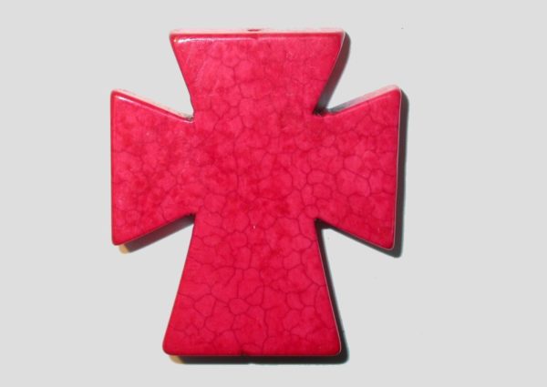 Cross - 47 x 42mm - Howlite - Red