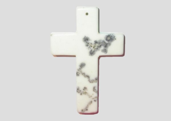 Cross - 60 x 40mm - Dyed Howlite - White