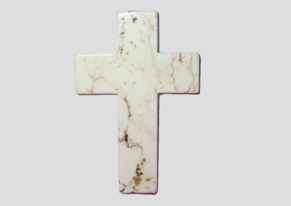 Cross - 90 x 60mm - Dyed Howlite - White