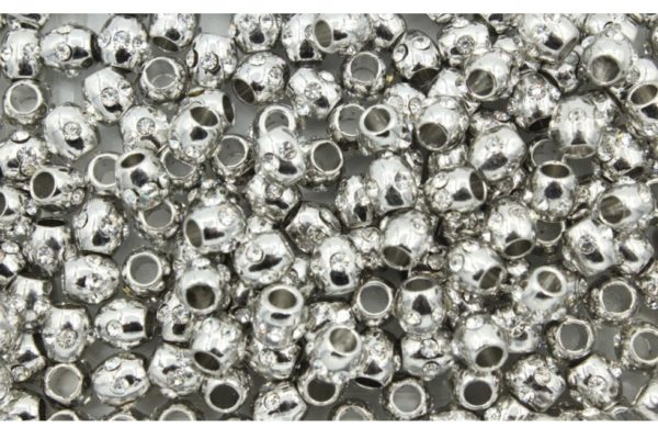 Barrel / Crystal - 6mm - Antique Silver