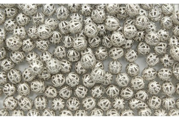 Filigree Round - 6mm - Antique Silver