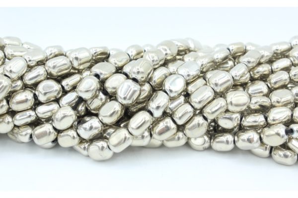 Hematite - 8mm Nugget Shape - Silver - 40cm Strand