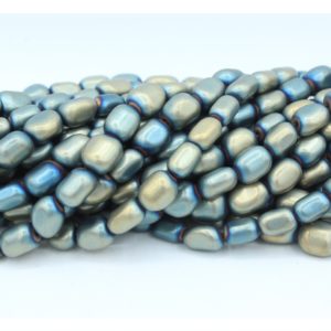 Hematite - 8mm Nugget Shape - Matte Green Iris - 40cm Strand