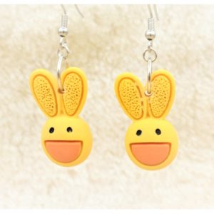 Easter Bunny Earrings - 28 x 15mm - Yellow