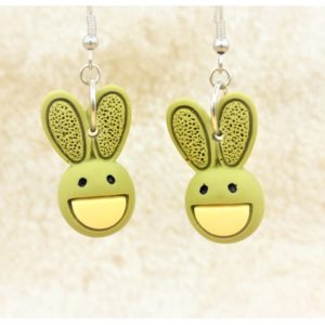 Easter Bunny Earrings - 28 x 15mm - Green