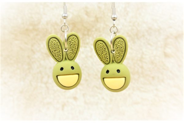 Easter Bunny Earrings - 28 x 15mm - Green