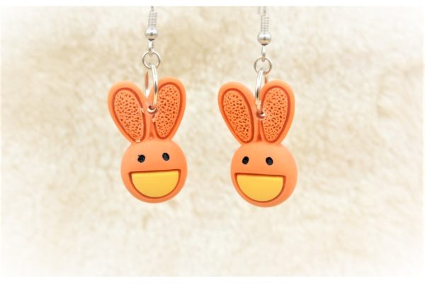 Easter Bunny Earrings - 28 x 15mm - Orange