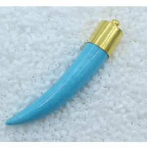 Howlite Tusk Shape - 50mm - Blue