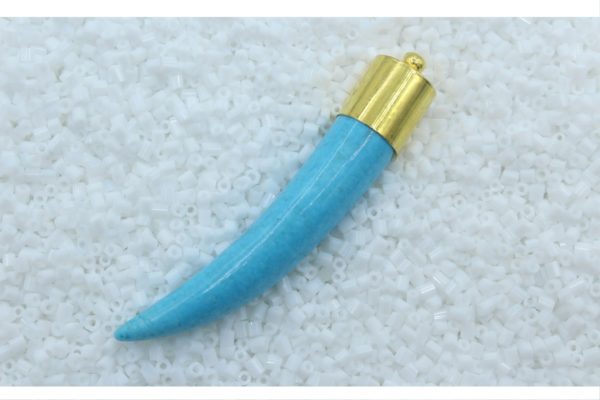 Howlite Tusk Shape - 50mm - Blue