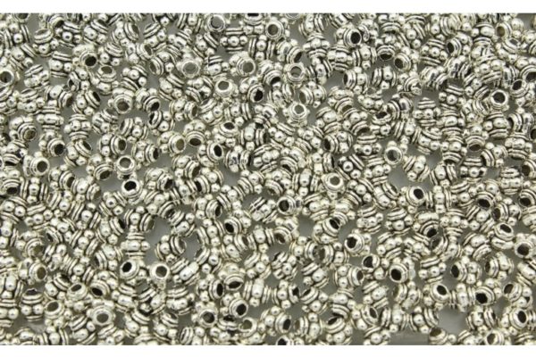 Lantern Bead - 4mm - Antique Silver