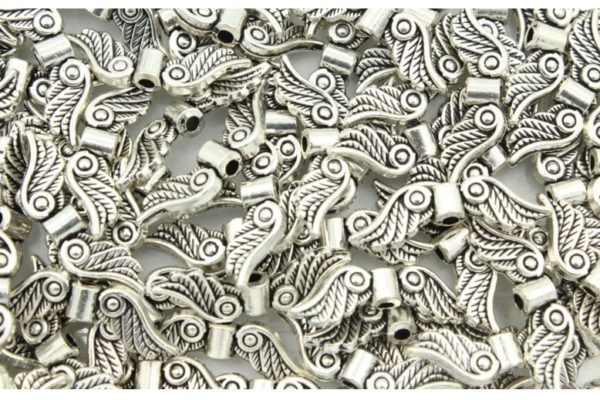 Wings - E - 25 x 10mm - Antique Silver