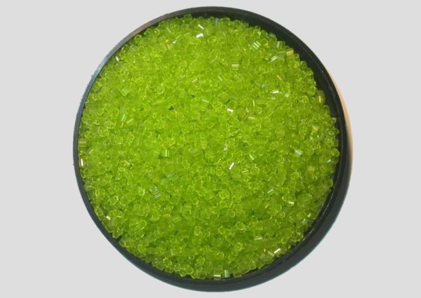 11/0 Bugle - Lt Green Transparent - Price per gram