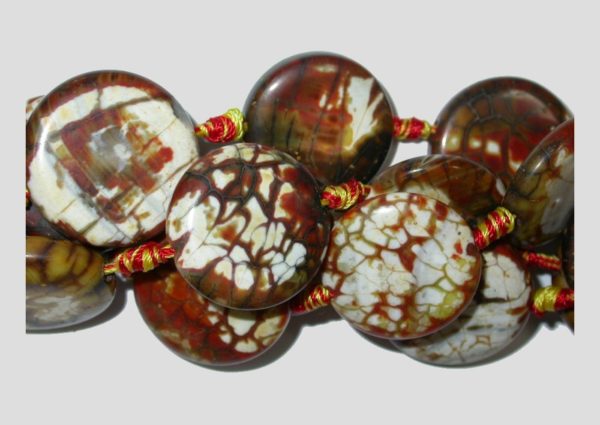 Agate - 25mm Coin - Brown Wash - 34cm Strand