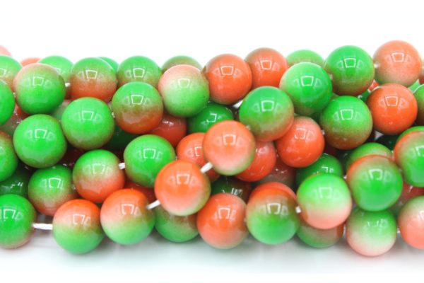 8mm Filler Bead - Red / Green / White - 40cm Strand