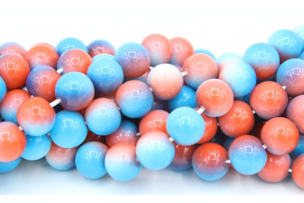 8mm Filler Bead - Blue / Red / White - 40cm Strand